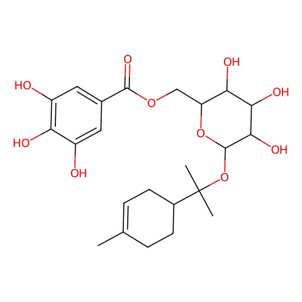 2D Structure of 1-[(1S)-4-Methyl-3-cyclohexenyl]-1-methylethyl 6-O-galloyl-beta-D-glucopyranoside