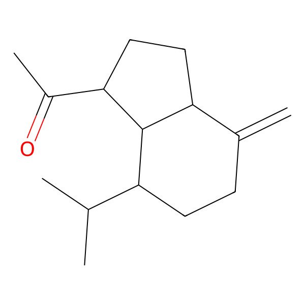 2D Structure of 1-[(1S,3aR,7S,7aS)-4-methylidene-7-propan-2-yl-1,2,3,3a,5,6,7,7a-octahydroinden-1-yl]ethanone