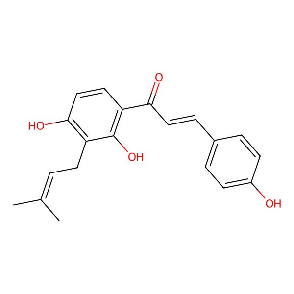 2D Structure of 1-[2,4-Dihydroxy-3-(3-methylbut-2-enyl)phenyl]-3-(4-hydroxyphenyl)prop-2-en-1-one