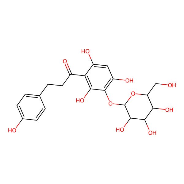 2D Structure of 3-(4-hydroxyphenyl)-1-[2,4,6-trihydroxy-3-[(2S,3R,4S,5S,6R)-3,4,5-trihydroxy-6-(hydroxymethyl)oxan-2-yl]oxyphenyl]propan-1-one