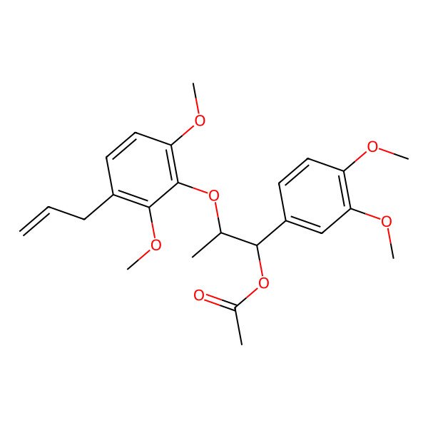 2D Structure of [1-(3,4-Dimethoxyphenyl)-2-(2,6-dimethoxy-3-prop-2-enylphenoxy)propyl] acetate