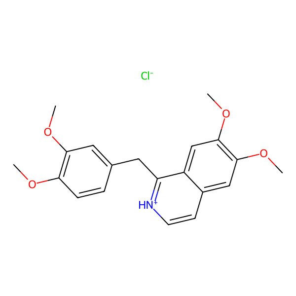 2D Structure of 1-[(3,4-Dimethoxyphenyl)methyl]-6,7-dimethoxyisoquinolin-2-ium chloride