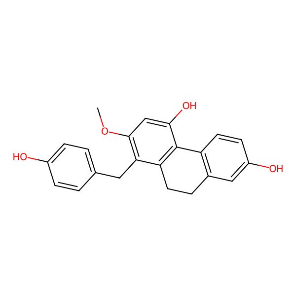 2D Structure of 1-(4-Hydroxybenzyl)-2-methoxy-9,10-dihydrophenanthrene-4,7-diol 2D Structure of 1-(4-Hydroxybenzyl)-2-methoxy-9,10-dihydrophenanthrene-4,7-diol