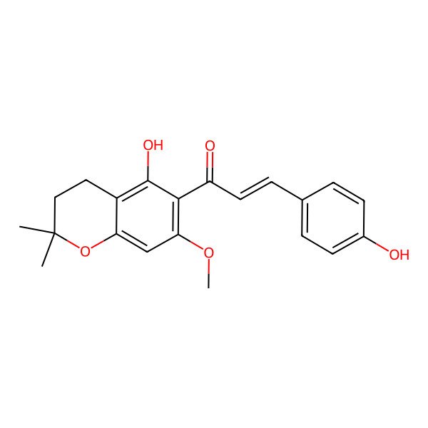 2D Structure of 1-(5-Hydroxy-7-methoxy-2,2-dimethyl-3,4-dihydrochromen-6-yl)-3-(4-hydroxyphenyl)prop-2-en-1-one 2D Structure of 1-(5-Hydroxy-7-methoxy-2,2-dimethyl-3,4-dihydrochromen-6-yl)-3-(4-hydroxyphenyl)prop-2-en-1-one