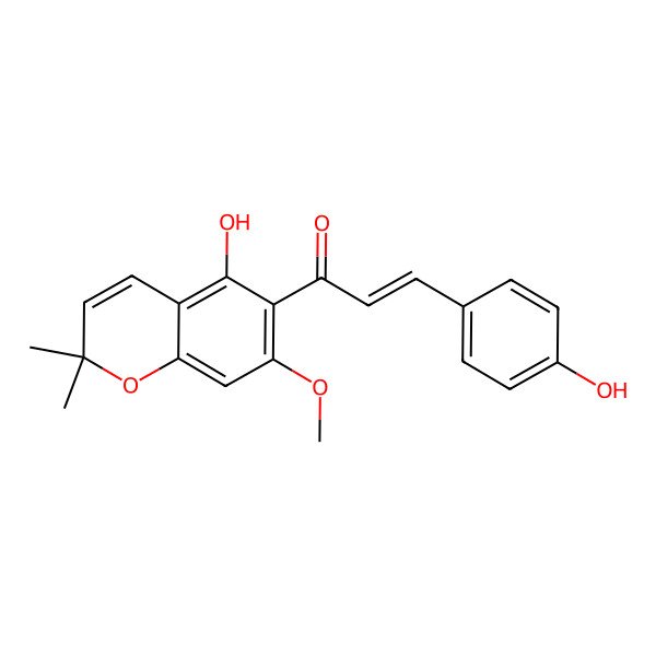 2D Structure of 1-(5-Hydroxy-7-methoxy-2,2-dimethylchromen-6-yl)-3-(4-hydroxyphenyl)prop-2-en-1-one