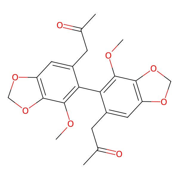 2D Structure of 1-[6-(6-Acetonyl-4-methoxy-1,3-benzodioxol-5-yl)-7-methoxy-1,3-benzodioxol-5-yl]propan-2-one