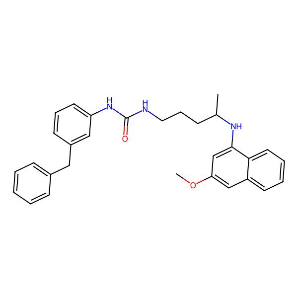 2D Structure of 1-Benzhydryl-3-[4-(methoxy-quinolin-8-ylamino)-pentyl]-urea