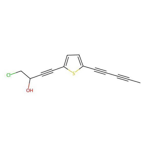 2D Structure of 1-Chloro-4-(5-(penta-1,3-diyn-1-yl)thiophen-2-yl)but-3-yn-2-ol
