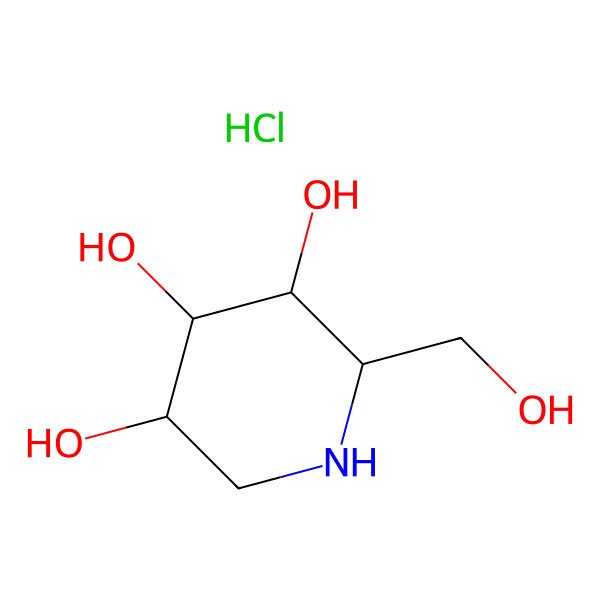 2D Structure of Deoxygalactonojirimycin, Hydrochloride
