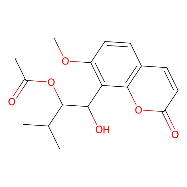 2D Structure of [1-Hydroxy-1-(7-methoxy-2-oxochromen-8-yl)-3-methylbutan-2-yl] acetate