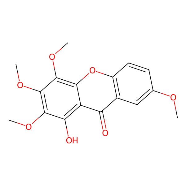 2D Structure of 1-Hydroxy-2,3,4,7-tetramethoxyxanthone