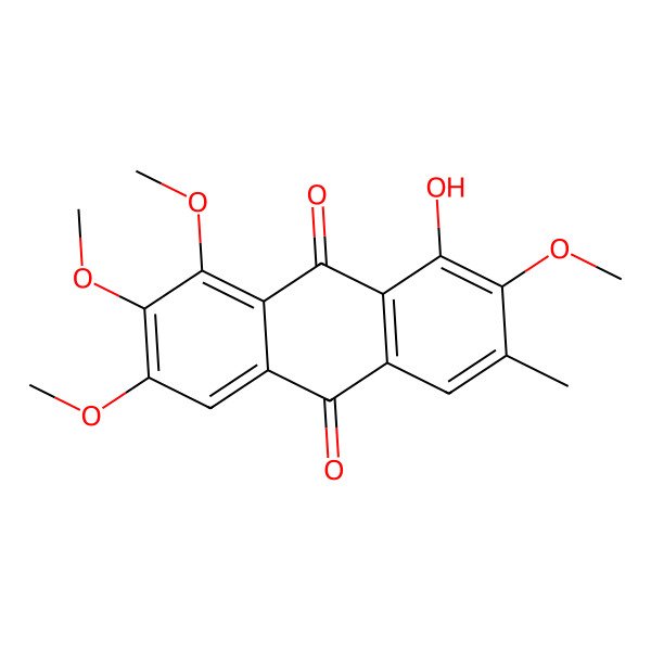 2D Structure of 1-Hydroxy-2,6,7,8-tetramethoxy-3-methylanthracene-9,10-dione