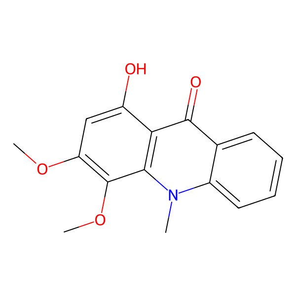 2D Structure of 1-Hydroxy-3,4-dimethoxy-10-methylacridan-9-one