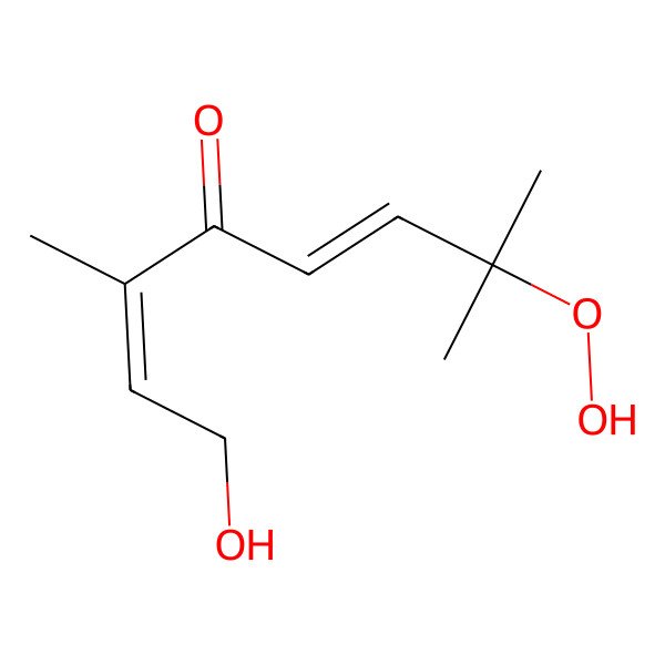 2D Structure of (2E,5E)-7-hydroperoxy-1-hydroxy-3,7-dimethylocta-2,5-dien-4-one