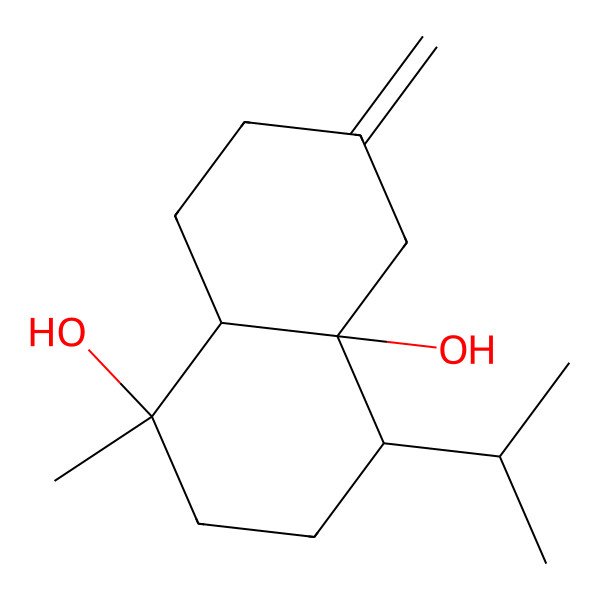 2D Structure of 1-Methyl-6-methylidene-4-(propan-2-yl)-decahydronaphthalene-1,4a-diol