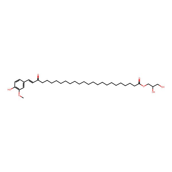 2D Structure of 2,3-dihydroxypropyl (E)-25-(4-hydroxy-3-methoxyphenyl)-23-oxopentacos-24-enoate