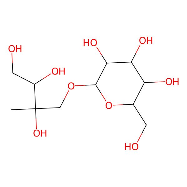 2D Structure of (2R,3S,4S,5R,6R)-2-(hydroxymethyl)-6-[(2S,3R)-2,3,4-trihydroxy-2-methylbutoxy]oxane-3,4,5-triol