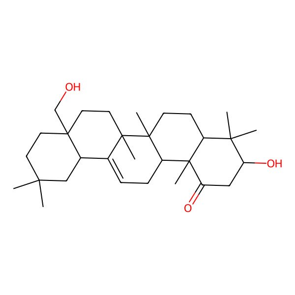2D Structure of (3S,4aS,6aR,6bS,8aS,12aS,14aS,14bR)-3-hydroxy-8a-(hydroxymethyl)-4,4,6a,6b,11,11,14b-heptamethyl-3,4a,5,6,7,8,9,10,12,12a,14,14a-dodecahydro-2H-picen-1-one 2D Structure of (3S,4aS,6aR,6bS,8aS,12aS,14aS,14bR)-3-hydroxy-8a-(hydroxymethyl)-4,4,6a,6b,11,11,14b-heptamethyl-3,4a,5,6,7,8,9,10,12,12a,14,14a-dodecahydro-2H-picen-1-one