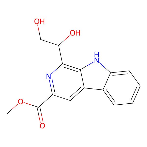 2D Structure of methyl 1-[(1S)-1,2-dihydroxyethyl]-9H-pyrido[3,4-b]indole-3-carboxylate