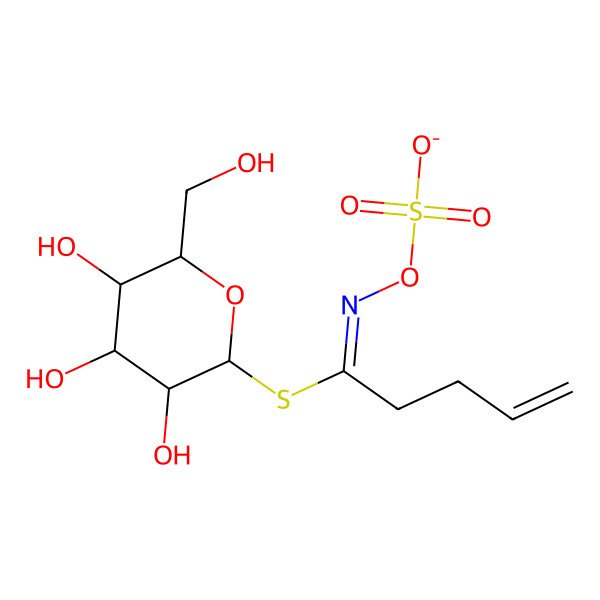 2D Structure of 1-S-[(1Z)-N-(sulfonatooxy)pent-4-enimidoyl]-1-thio-beta-D-glucopyranose