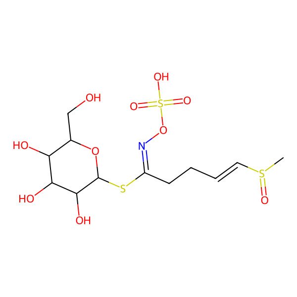 2D Structure of 1-S-[5-(methylsulfinyl)-N-(sulfonatooxy)pent-4-enimidoyl]-1-thio-beta-D-glucopyranose