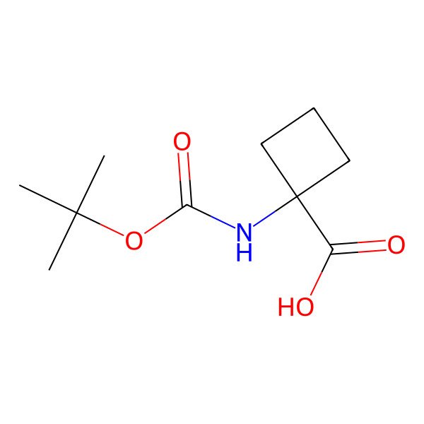 2D Structure of Cyclobutanecarboxylic acid, 1-(((1,1-dimethylethoxy)carbonyl)amino)-