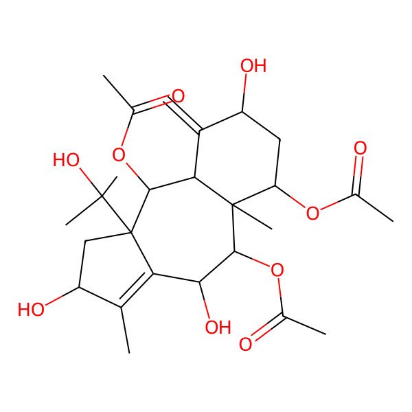 2D Structure of [(2S,4R,5R,5aS,6S,8S,9aR,10S,10aS)-5,10-diacetyloxy-2,4,8-trihydroxy-10a-(2-hydroxypropan-2-yl)-3,5a-dimethyl-9-methylidene-2,4,5,6,7,8,9a,10-octahydro-1H-benzo[f]azulen-6-yl] acetate