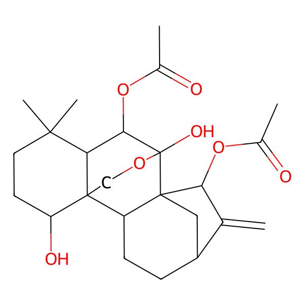2D Structure of [(1S,2S,5S,7R,8S,10S,11R,15R)-7-acetyloxy-9,15-dihydroxy-12,12-dimethyl-6-methylidene-17-oxapentacyclo[7.6.2.15,8.01,11.02,8]octadecan-10-yl] acetate