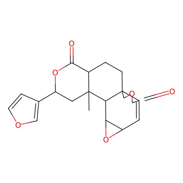 2D Structure of (1S,4S,7R,9S,10S,11R,13S)-7-(furan-3-yl)-9-methyl-6,12,17-trioxapentacyclo[8.8.0.01,15.04,9.011,13]octadec-14-ene-5,16-dione