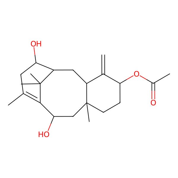 2D Structure of 10beta,14beta-Dihydroxytaxa-4(20),11-dien-5alpha-yl acetate
