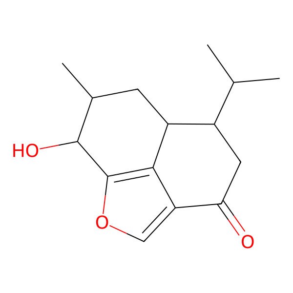 2D Structure of 11-Hydroxy-10-methyl-7-propan-2-yl-2-oxatricyclo[6.3.1.04,12]dodeca-1(12),3-dien-5-one