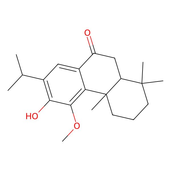 2D Structure of (4aS,10aS)-6-hydroxy-5-methoxy-1,1,4a-trimethyl-7-propan-2-yl-3,4,10,10a-tetrahydro-2H-phenanthren-9-one 2D Structure of (4aS,10aS)-6-hydroxy-5-methoxy-1,1,4a-trimethyl-7-propan-2-yl-3,4,10,10a-tetrahydro-2H-phenanthren-9-one