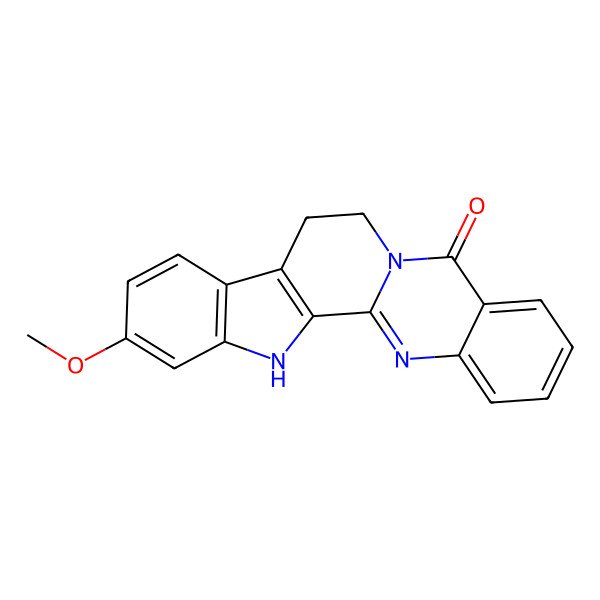 2D Structure of 6-Methoxy-3,13,21-triazapentacyclo[11.8.0.02,10.04,9.015,20]henicosa-1(21),2(10),4(9),5,7,15,17,19-octaen-14-one