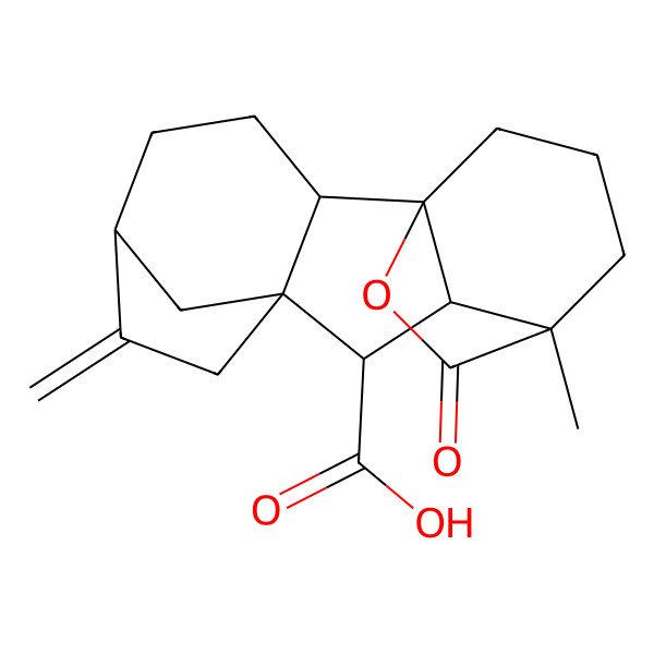 2D Structure of 11-Methyl-6-methylidene-16-oxo-15-oxapentacyclo[9.3.2.15,8.01,10.02,8]heptadecane-9-carboxylic acid