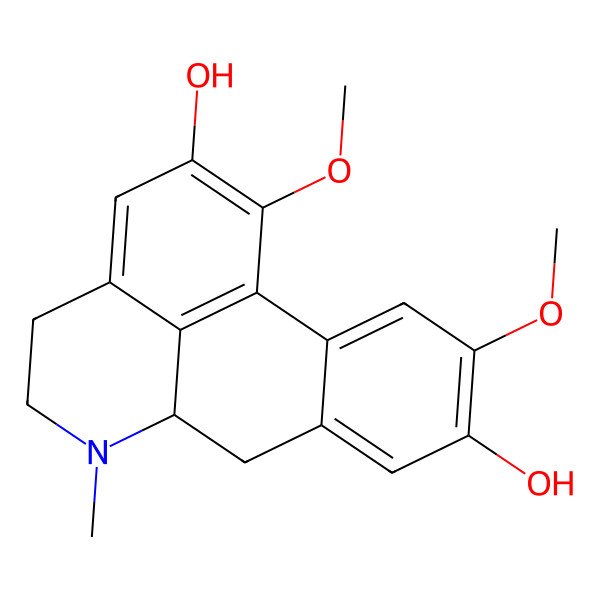2D Structure of 1,10-Dimethoxy-6-methyl-5,6,6a,7-tetrahydro-4H-dibenzo[de,g]quinoline-2,9-diol