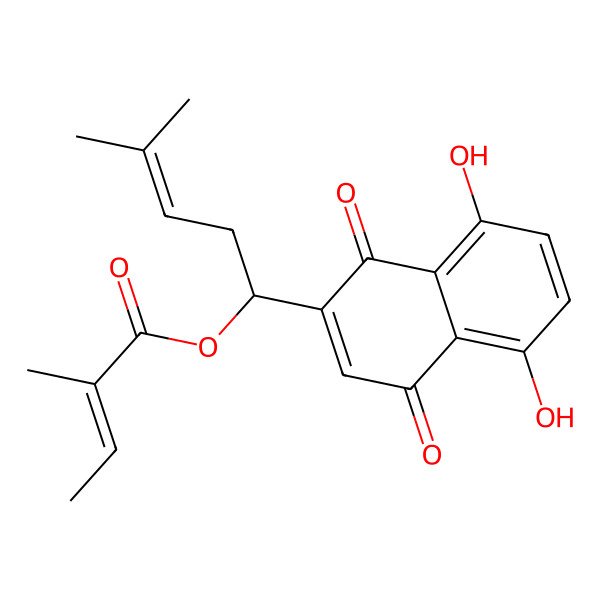 2D Structure of [(1S)-1-(5,8-dihydroxy-1,4-dioxonaphthalen-2-yl)-4-methylpent-3-enyl] (E)-2-methylbut-2-enoate
