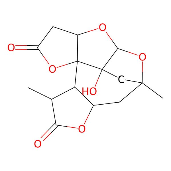 2D Structure of (1S,3S,7R,8R,9R,12S,14S,16R)-16-hydroxy-9,14-dimethyl-2,6,11,17-tetraoxapentacyclo[12.2.1.03,7.07,16.08,12]heptadecane-5,10-dione