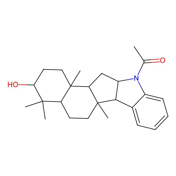 2D Structure of 1-[(1R,2S,10S,12S,13R,16R,18R)-16-hydroxy-1,13,17,17-tetramethyl-9-azapentacyclo[10.8.0.02,10.03,8.013,18]icosa-3,5,7-trien-9-yl]ethanone