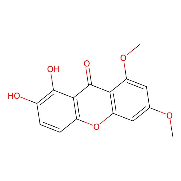 2D Structure of 1,2-Dihydroxy-6,8-dimethoxy-xanthone