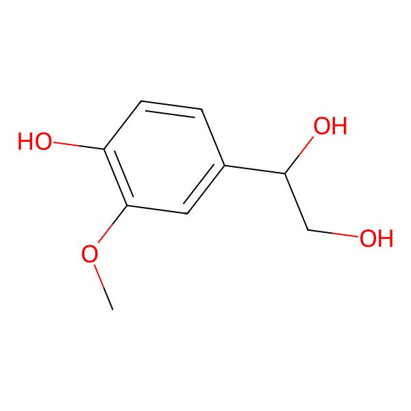 2D Structure of 1,2-Ethanediol, 1-(4-hydroxy-3-methoxyphenyl)-, (R)-