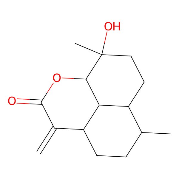 2D Structure of 12-Hydroxy-8,12-dimethyl-4-methylidene-2-oxatricyclo[7.3.1.05,13]tridecan-3-one