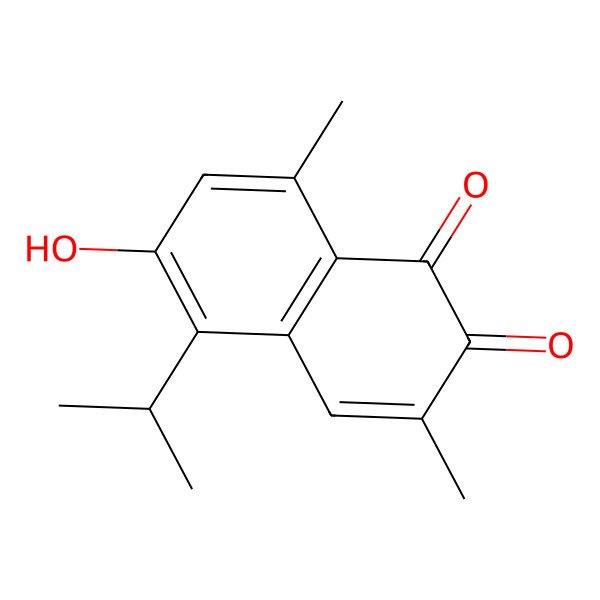 2D Structure of 1,2-Naphthalenedione, 6-hydroxy-3,8-dimethyl-5-(1-methylethyl)-