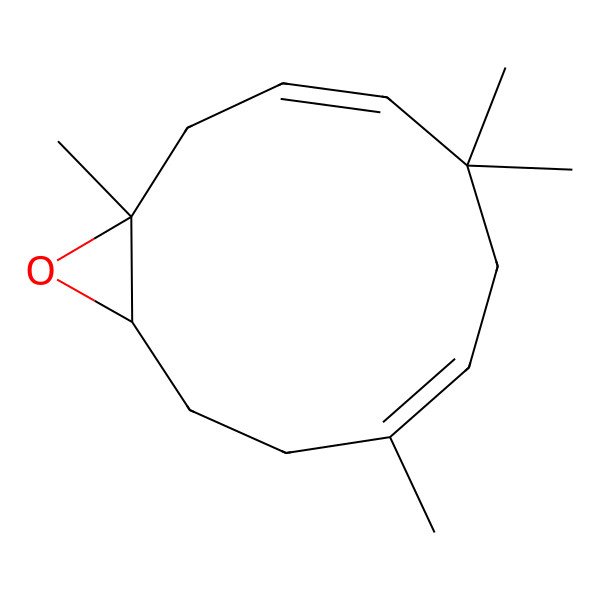 2D Structure of 12-Oxabicyclo[9.1.0]dodeca-3,7-diene, 1,5,5,8-tetramethyl-