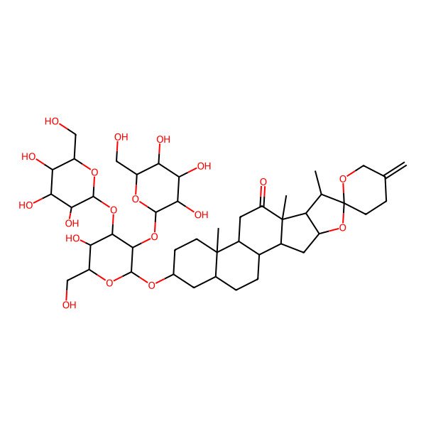 2D Structure of 12-Oxo-5beta-spirosta-25(27)-ene-3beta-yl 2-O,3-O-bis(beta-D-glucopyranosyl)-beta-D-glucopyranoside