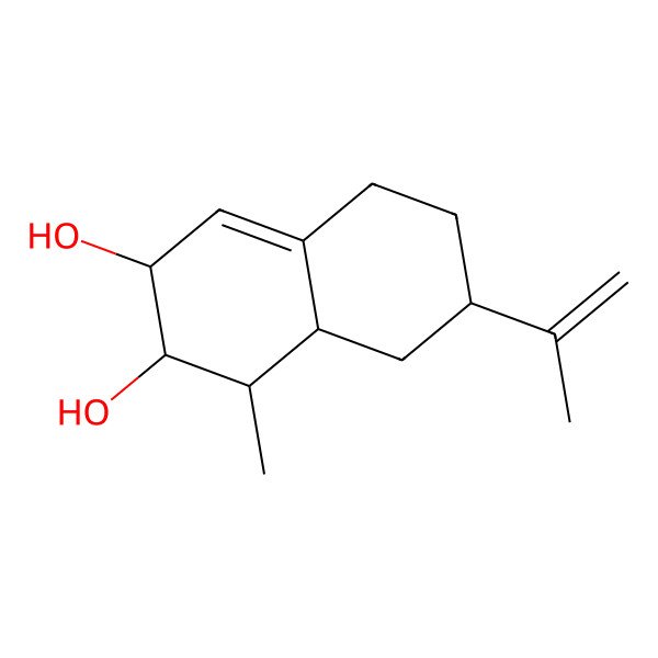 2D Structure of 1-Methyl-7-prop-1-en-2-yl-1,2,3,5,6,7,8,8a-octahydronaphthalene-2,3-diol 2D Structure of 1-Methyl-7-prop-1-en-2-yl-1,2,3,5,6,7,8,8a-octahydronaphthalene-2,3-diol