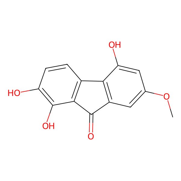 2D Structure of 1,2,5-Trihydroxy-7-methoxyfluoren-9-one