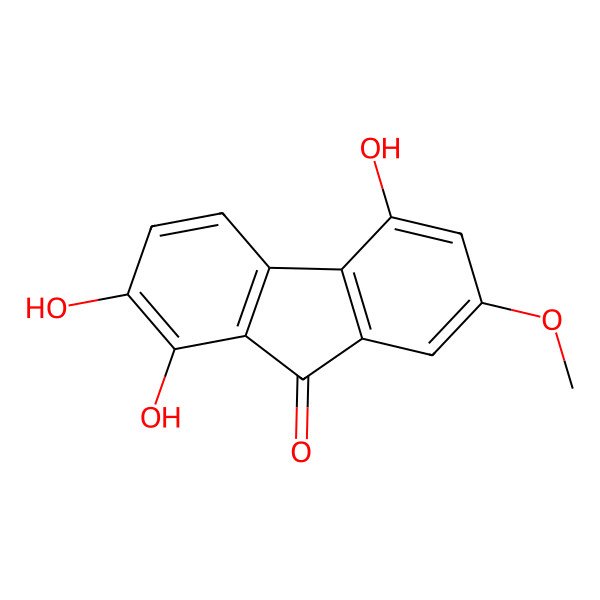 2D Structure of 1,2,5-Trihydroxy-7-methoxyfluoren-9-one 2D Structure of 1,2,5-Trihydroxy-7-methoxyfluoren-9-one