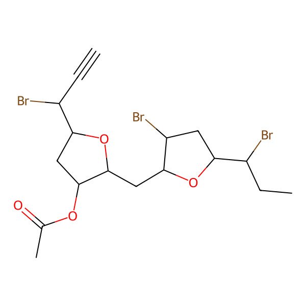 2D Structure of [(2R,3R,5R)-2-[[(2S,3S,5S)-3-bromo-5-[(1R)-1-bromopropyl]oxolan-2-yl]methyl]-5-[(1S)-1-bromoprop-2-ynyl]oxolan-3-yl] acetate