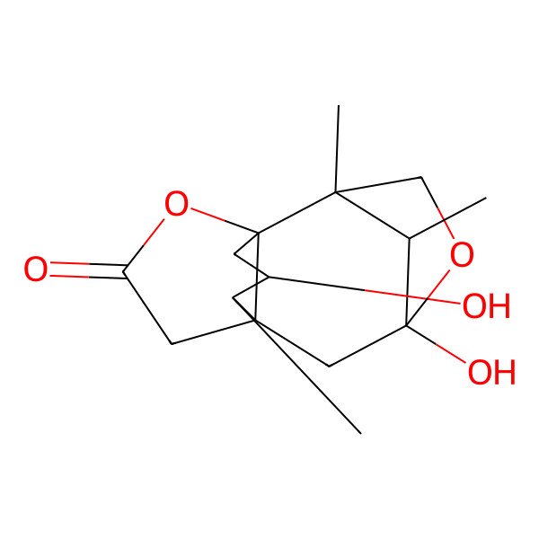 2D Structure of (12R,13S,14R)-5,12-dihydroxy-2,13,14-trimethyl-4,10-dioxatetracyclo[5.3.3.12,5.01,7]tetradecan-9-one