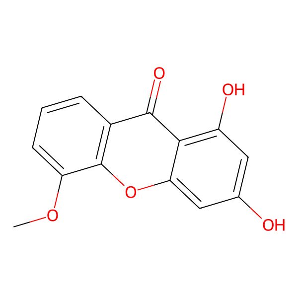 2D Structure of 1,3-dihydroxy-5-methoxy-9H-xanthen-9-one